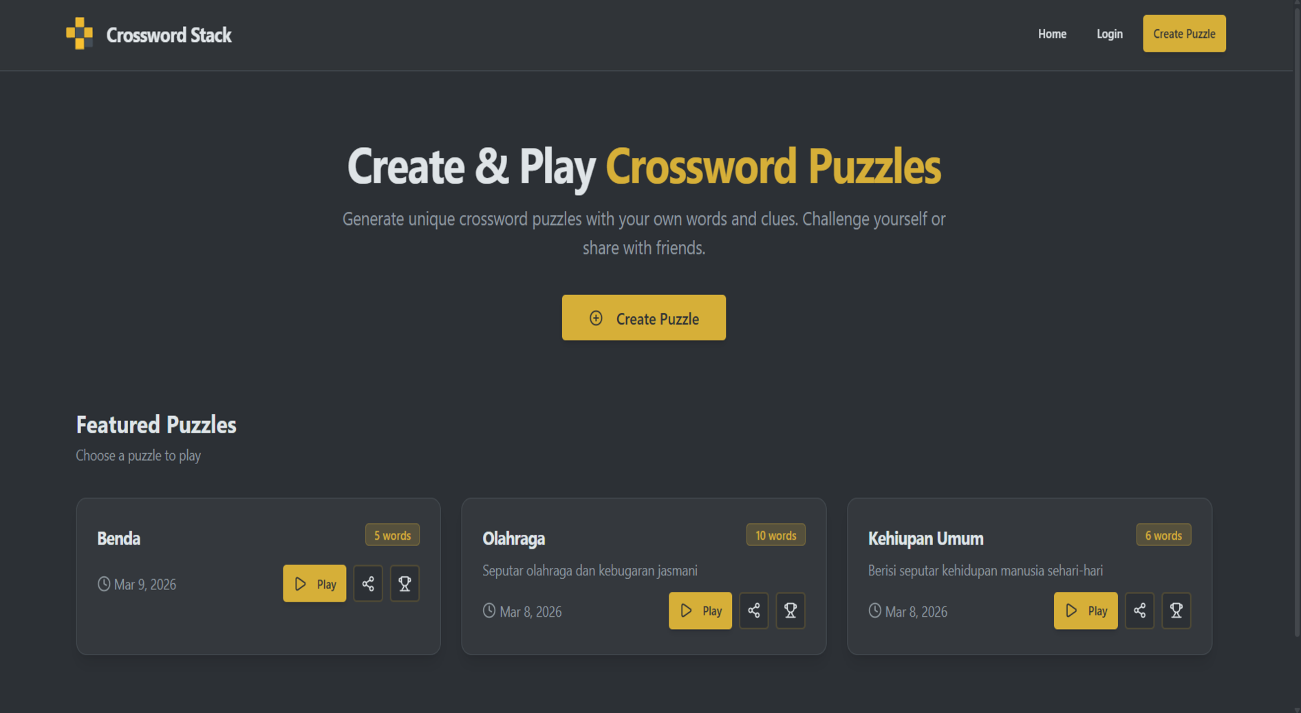 Crossword Stack